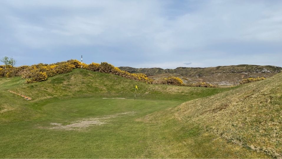 The punchbowl green on the 2nd hole.