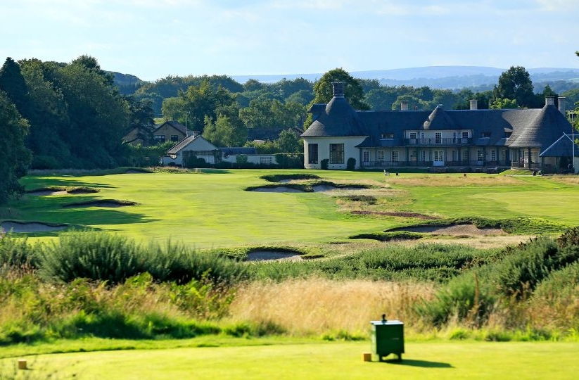 The 18th Hole and Clubhouse at Alwoodley Golf Club.