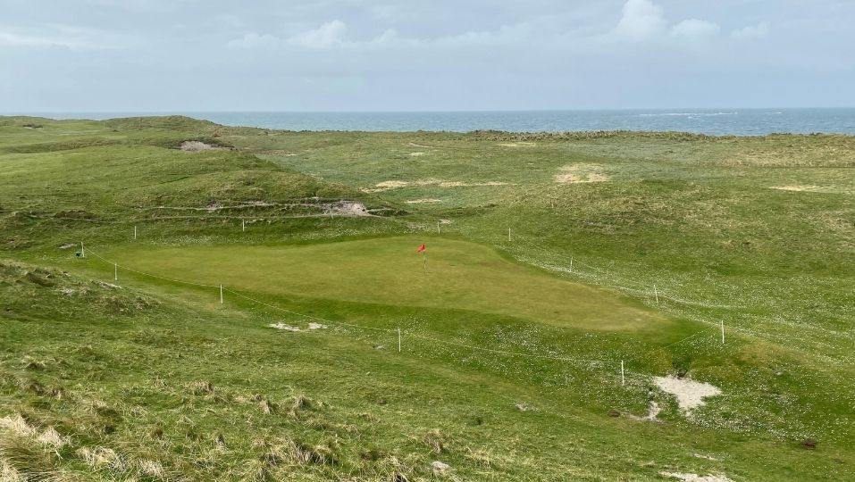 The ridge top greens full of undulations at Askernish, South Uist.