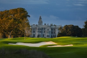 The 9th hole and clubhouse at Adare Manor.