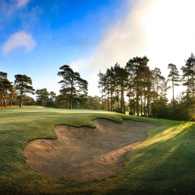 The 17th greenside bunker at Blackmoor Golf Club.