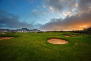 Pot bunkers at Conwy Golf Club in North Wales