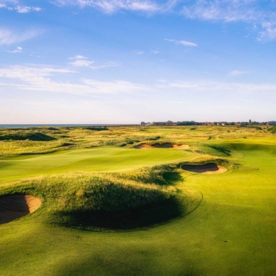 A photo of the lumps and bumps of the Royal Cinque Ports Golf Club.