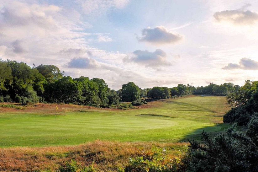 The 11th hole at Woodbridge Golf Club. Part of the Suffolk Travel Guide.