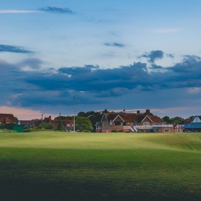 A photo of the clubhouse at Littlestone Golf Club.