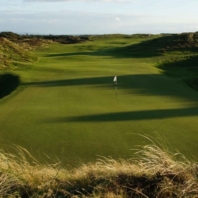 A photo down the fairway at Silloth on Solway GC.