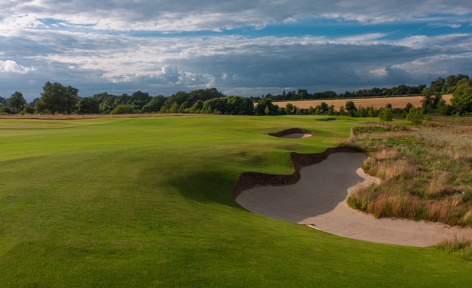 A fairway bunker at Beaverbrook Golf Course in Surrey, England.