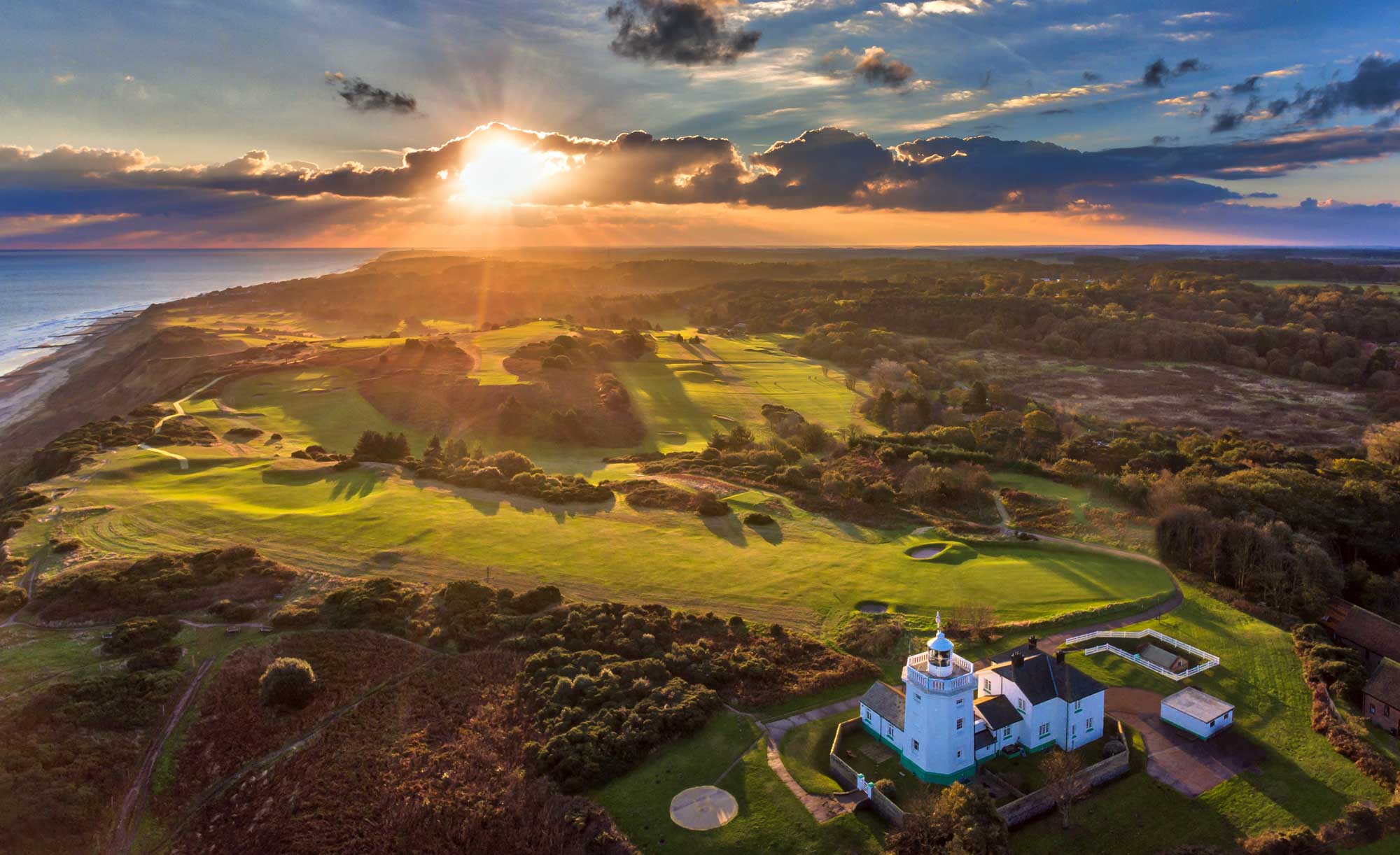 Sunset over the links at Royal Cromer Golf Club in Norfolk.