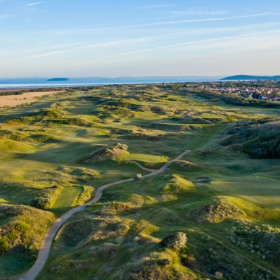 An aerial view of Burnham & Berrow Golf Club Championship Links.