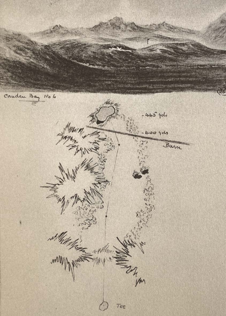 6th Hole Tom Simpson sketch of Cruden Bay Golf Club