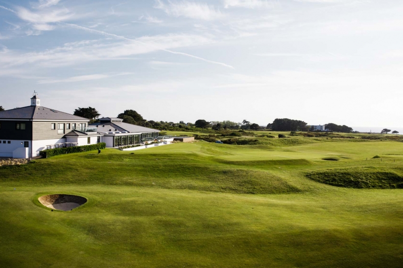 The recently refurbished clubhouse at La Moye Golf Club on the Isle of Jersey.