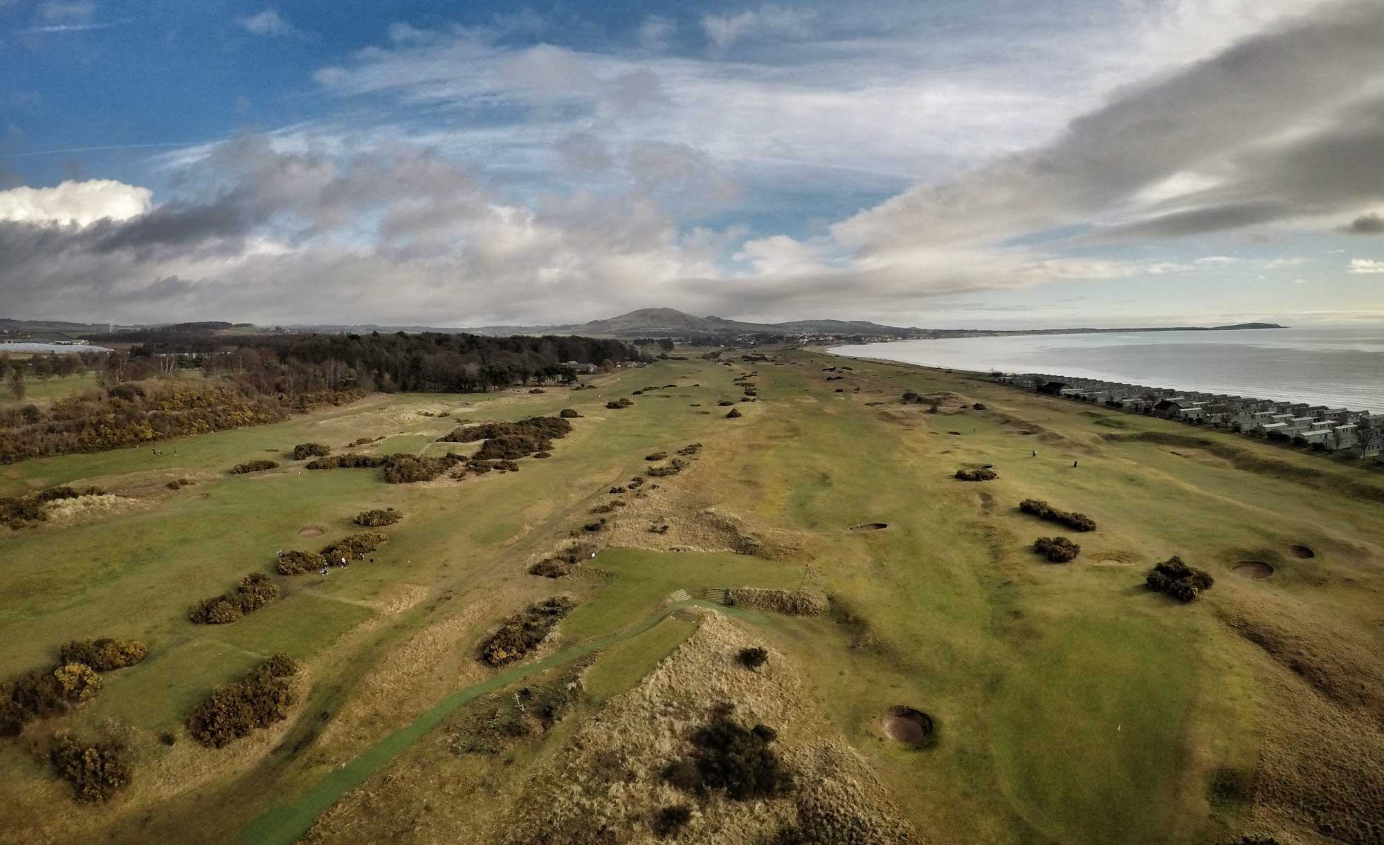 An aerial view of Leven Links.