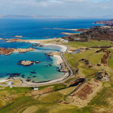 A drone capture of Traigh Golf Course.