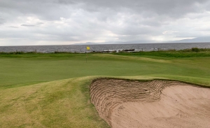 A revetted bunker at West Kilbride Golf Club.