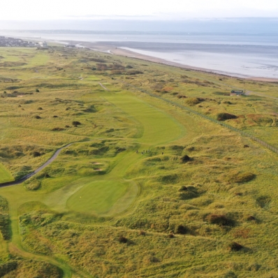 A drone shot of the West Lancashire Golf Club.