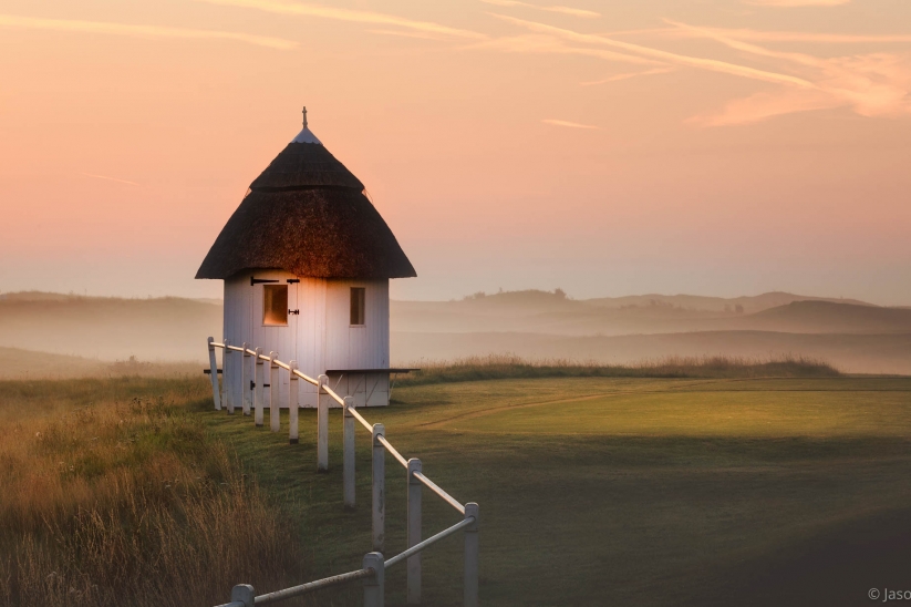 The starters hut at sunrise at Royal St Georges.