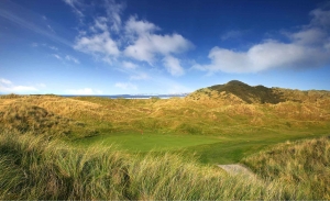 A photo of the large dunes at Aerial photo of the Castlerock Golf Club Mussenden Links.