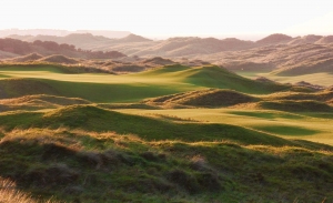 The rugged swales and undulations of the links at Royal Portrush Golf Club.