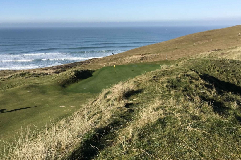 The rugged Cornish coastline at Perranporth Golf Club.