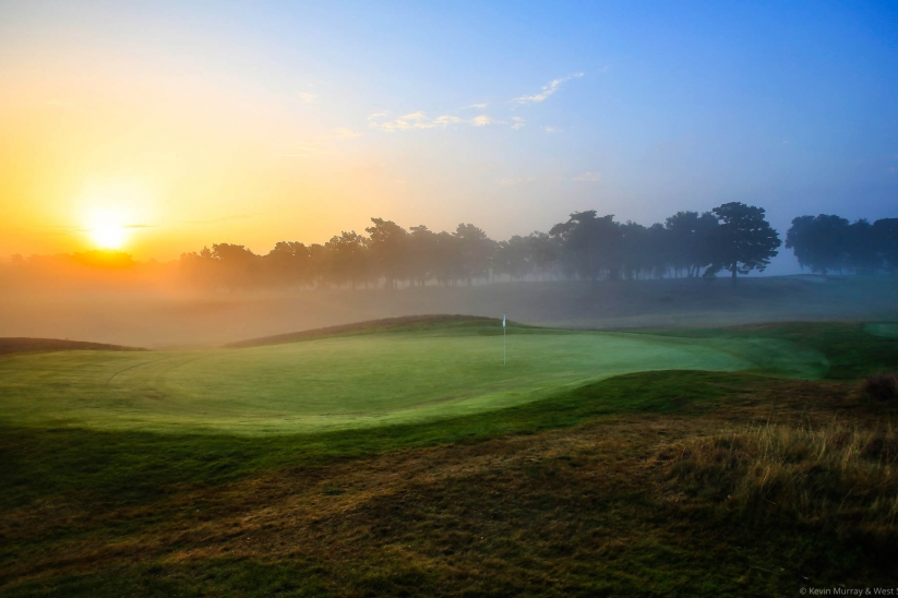 A stunning photo of West Sussex Golf Club in the early morning.
