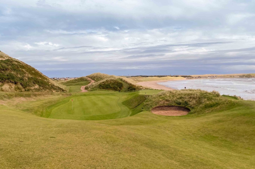 The punchbowl green on the 14th hole at Cruden Bay Golf Club.