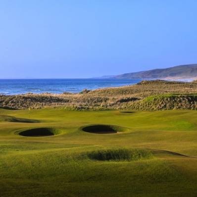 The sly pot bunkers at Machrihanish Golf Club.
