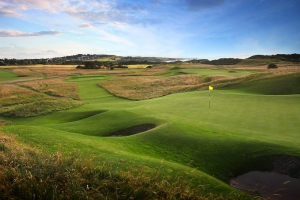 The world-class, par 3 13th hole at Muirfield, Scotland.