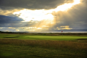 The links with moody skies at Nairn, near Inverness in Scotland.