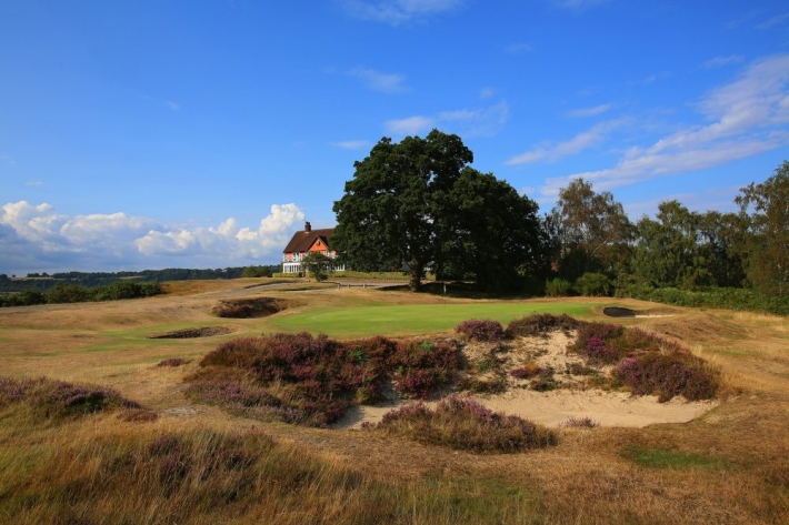 The rugged bunker on the 9th hole at Reigate Heath Golf Club.