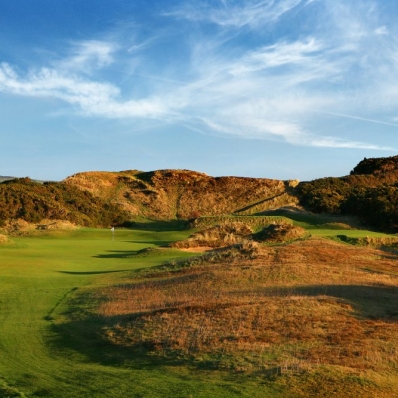 The 10th green site at Royal County Down Golf Club.