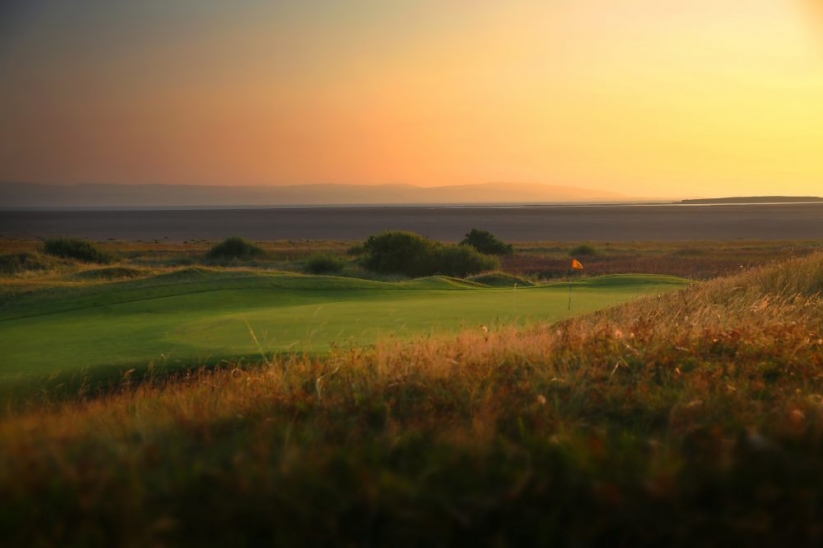Sunset on the Wirral on the links at Royal Liverpool Golf Club.