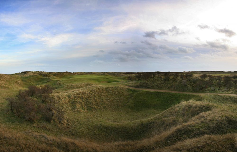 The 7th hole and its depressions at Rye Golf Club.