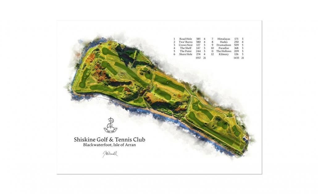 A WaterMap of Shiskine Golf & Tennis Club by Joe Mcdonnell.