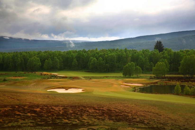 Hole 15 at the Spey Valley Golf Course in the Cairngorms.