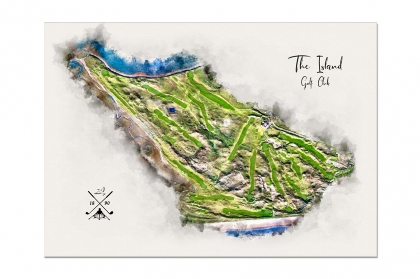A piece modern golf art by Joe Mcdonnell of The Island Golf Club.