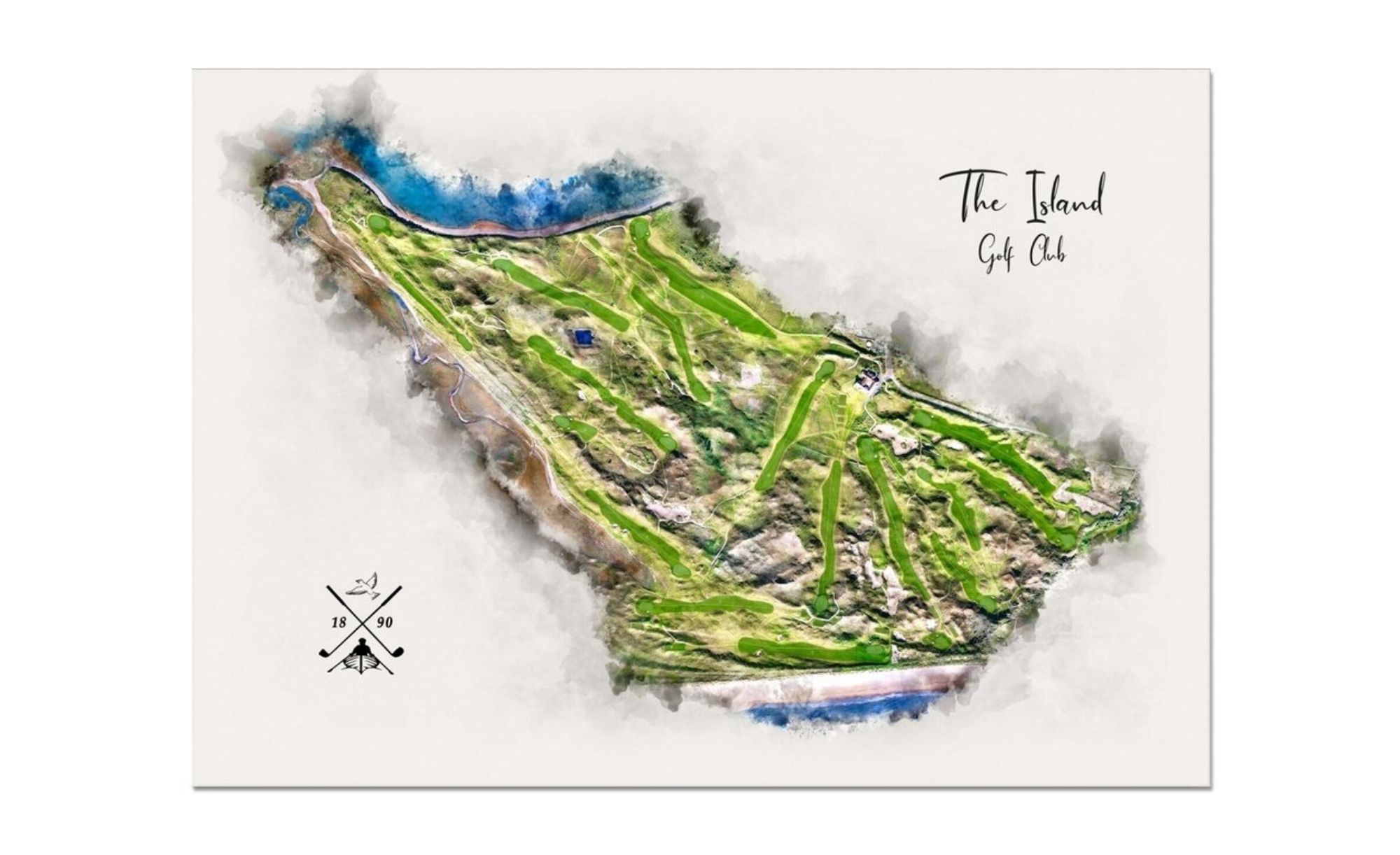 A piece modern golf art by Joe Mcdonnell of The Island Golf Club.