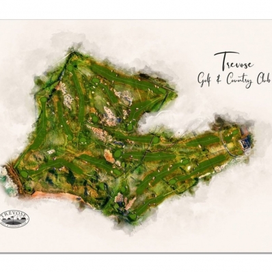 Modern golf art of Trevose GC by Joe Mcdonnell.