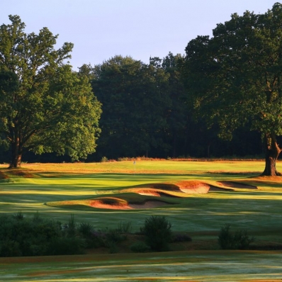The diagonal cross hazard on the 16th at West Hill.