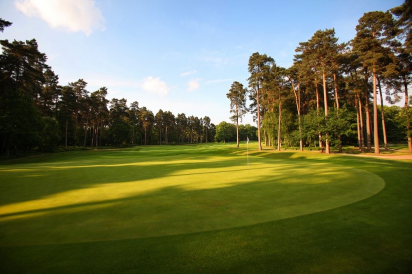 The 2nd green on the Marquess Course at Woburn Golf Club.