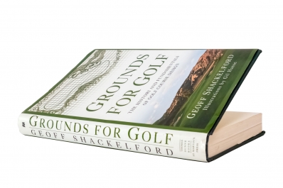 A photo of the book Grounds for Golf written by Geoff Shackelford and illustrated by Gil Hanse.
