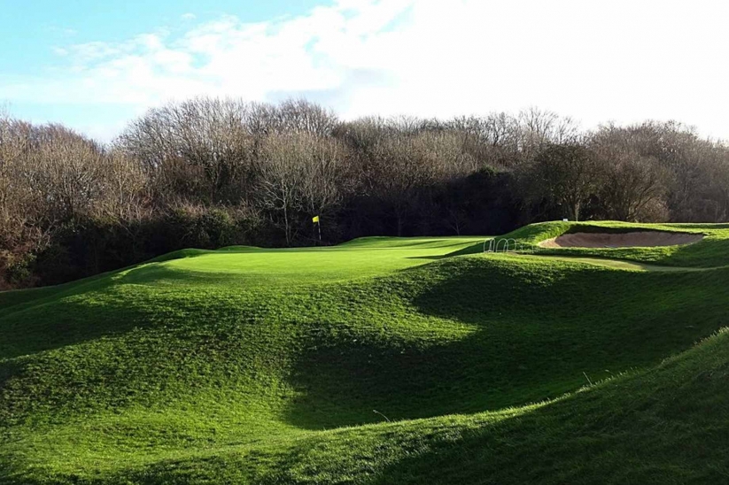 A green complex at Broadway Golf Club in Worcestshire, England.