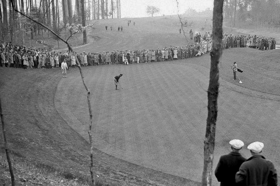 Bobby Jones seen putting on the Tenth green at Augusta National in 1935. 