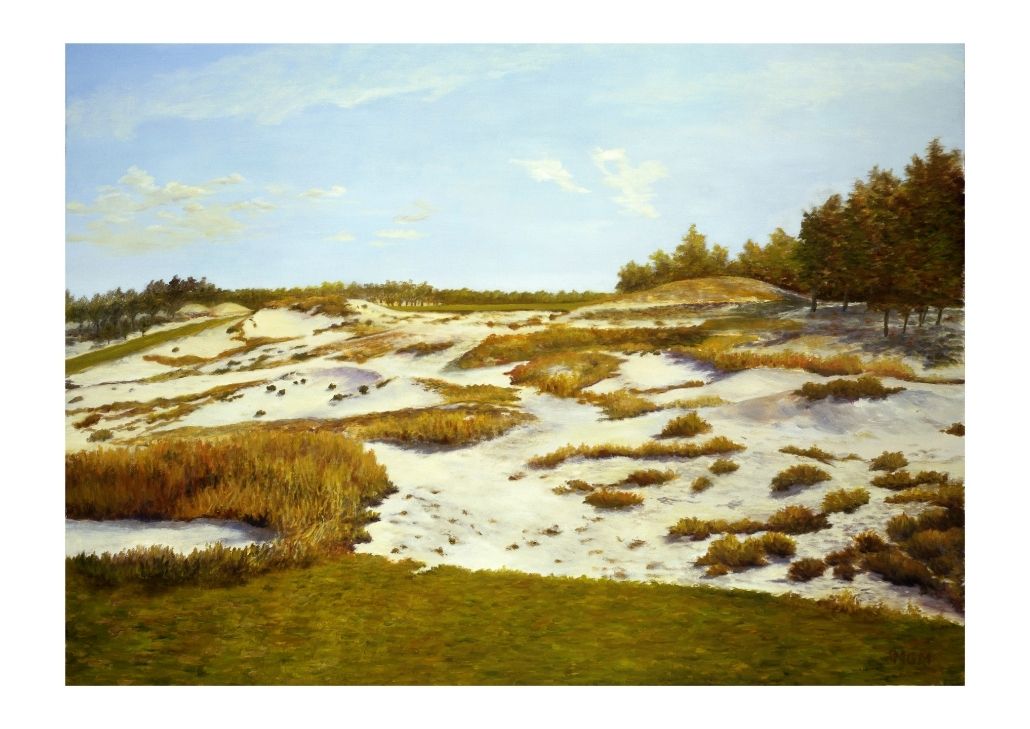 A golf course oil painting by Michael Miller of Pinehurst.