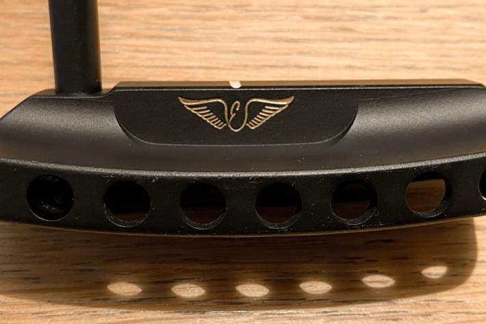 A photo of the face of an Edel custom fit putter.